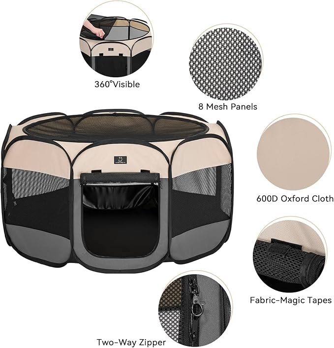 A4Pet Portable Kitten Playpen for Cats, 27" Foldable Pet Playpen for Puppy/Cat/Rabbit/Chick, with Removable Zipper Top &amp; Mesh Panel(11”W × 7.5”H)
