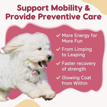 Glucosamine for Dogs - Joint Supplement for Dogs with Chondroitin, MSM, Omega 3, Hemp, Turmeric for Dog Joint Pain Relief, Dog Joint Supplement with Calcium Support Cartilage &amp; Bone Health, 180 Chews