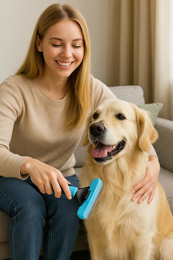 Large Pet Grooming Brush - Deshedding Dematting Tool, Undercoat Deshedding for Dogs &amp; Cats, Extra-Wide and Curved Grooming Brush &amp; Deshedder Comb for Long Hair, Reduces Shedding