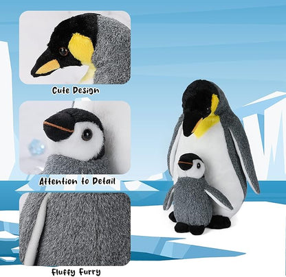 Penguin Family Plush Toy, Stuffed Animal Plushie Doll, Soft Fluffy Like Real Polar Animals Hugging Toy - Present for Every Age &amp; Occasion