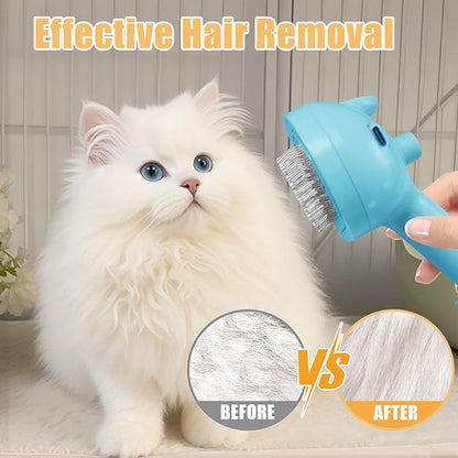Cat Steam Brush for Shedding, Pet Steam Brush for Dog with Release Button,Anti-Static Pet Spray Hair Removal Comb,Cat Spray Comb for Long &amp; Short Haired Pets,Blue
