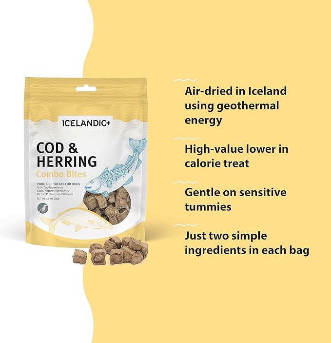 Icelandic+ Cod &amp; Herring Combo Bites Dog Treat 3.0-oz Bag