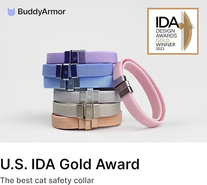 Safety Cat Collar - U.S. IDA Gold Awarding Design, Stretch Elastic Quick Release, Non Breakaway - Light Weight for Kitten, Neck Fit 5.9&
