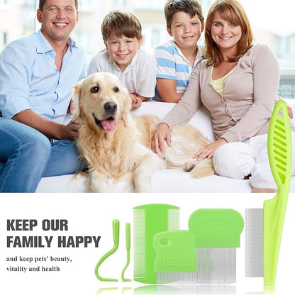 Cat &amp; Dog Grooming Set - Fine Tooth Comb For Grooming And Removing Dandruff Flakes Remove Float Hair Tear Marks (green)