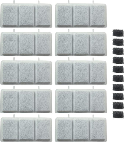 PET STANDARD Replacement Water Filter &amp; 10 Pack Replacement Pre-Filter Sponges Compatible with Petory® 74oz/2.2L Automatic Pet Fountain, Pack of 10