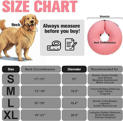 BINGPET Inflatable Dog Cone Collar Alternative After Surgery,Soft Recovery Cone for Dogs to Stop Licking,Protective Neck Donut E Collar Adjustable for Small Medium Large Dogs &amp; Cats(Pink,S)