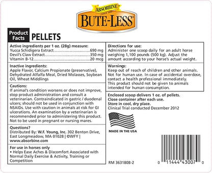 Absorbine Bute-Less Comfort &amp; Recovery Support Supplement, Provides Long-Term Comfort, Gentle on Stomach, Includes Devil’s Claw, Vitamin B-12, Yucca, 10 lb / 160 Day Supply