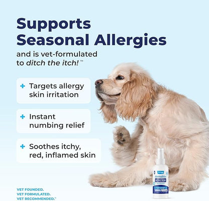 Vetnique Dermabliss Anti Itch Spray for Dogs &amp; Cats with Hydrocortisone for Allergies and Immediate Dog Itching Skin Relief - Fragrance Free with Soothing Oat Extract (4oz)