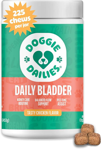 Doggie Dailies Cranberry Supplement for Dogs - Urinary Tract, Bladder &amp; Kidney Support for Dogs - Cranberry for dogs with Marshmallow Root, Licorice Root &amp; Apple Cider Vinegar (Chicken) 225 Soft Chews