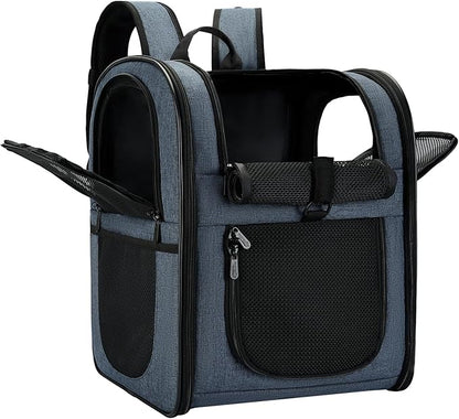 Apollo Walker Dog &amp; Cat Carrier Backpack for 4-15lb Pets - Ventilated Safe Design with Padded Back Support, Breathable Mesh Pet Backpack for Hiking, Travel, Outdoor (Navy)