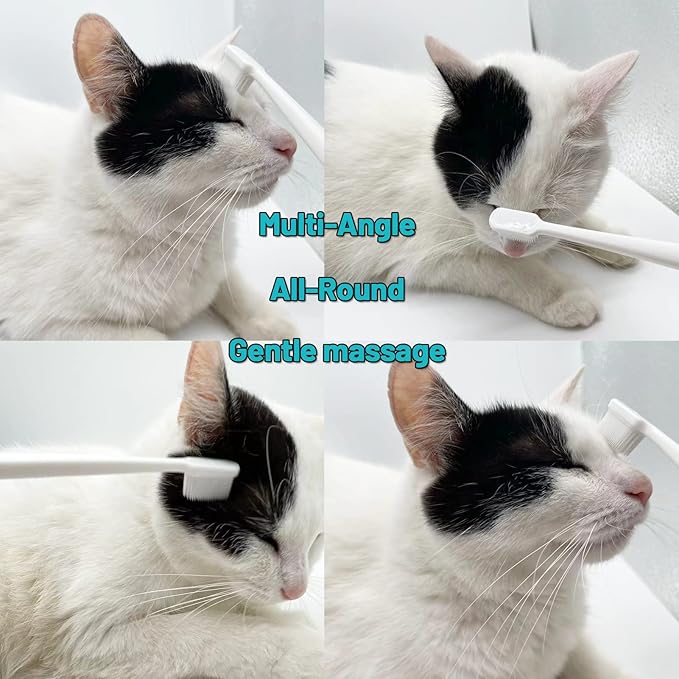 Emmeliestella Cat Head Brush, Cat acne Cleaner, Silicone bristles, not hurt the facial skin, Gently remove cat eye discharge &amp; jaw black spots, Easy to handle &amp; clean &amp; remove hair, 2PCS