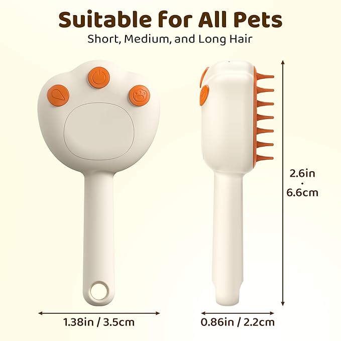 Steam Cat Brush, 6-in-1 Dog Brush Spritz Defur Comb, Steamy Skin Friendly Deshedding Grooming Tool, Suitable for Shedding &amp; Haired Pets, Pet Supplies Accessories,White