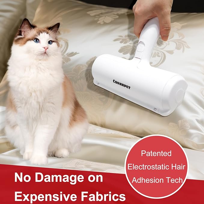 Pet Hair Removal Tool – Reusable Lint Roller for Dogs &amp; Cats – Self-Cleaning Fur Remover Brush - Portable, Multi-Surface Fur Removal Tool - Reusable Double Sided Travel Brush