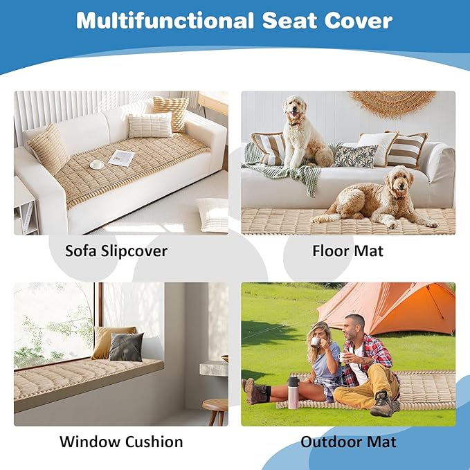 VClife Dog Bed Mat for Car, Anti Slip Pet Bed Travel Pad Comfortable Furry Dog Car Seat Cover for Backseat Extender, Washable Pet Cushion Bed Mat for Indoors &amp; Outdoors (Brown, 59"×27.6")