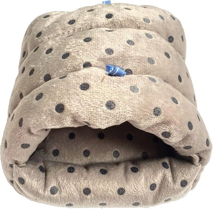WOWOWMEOW Guinea Pig Cave Bed Small Animals Warm Cage Hanging Bed for Rat, Chinchilla, Hedgehog, Rabbit (M, Dot-Grey)