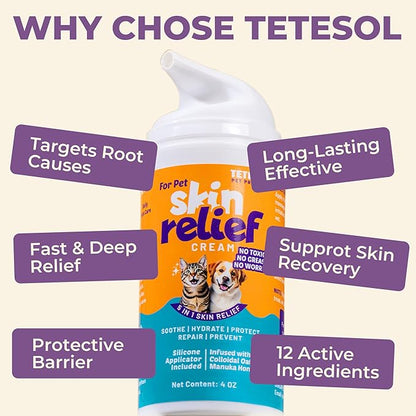 Dog Skin Soother - Dry Itchy Skin Relief &amp; Hot Spots Soothing Cream for Dogs&amp;Cats - Healing Ointment with Colloidal Oatmeal&amp;Manuka Honey - Canine Conditioner Moisturizer with Applicator- 100g