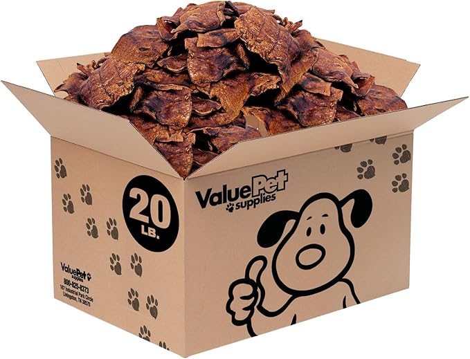 ValueBull USA Rawhide Chips, Natural Beef Flavor, 20 Pound Bulk Pack - Natural &amp; Safe, USA Beef Hide, Long Lasting, Chemical Free, No Artificial Flavors