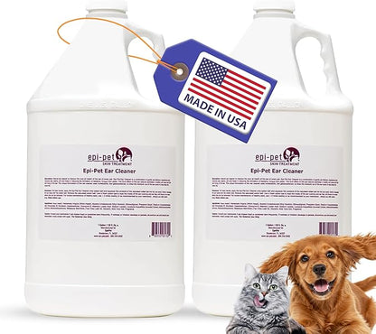 Dog &amp; Cat Ear Cleaner Solution with Aloe Vera &amp; Tea Tree Oil – Removes Itchy Ear Wax, Debris, Odor – Ears Wash, Drops &amp; Flush for Pets, Dog Ears Cleaning, Cat Cleaner, 16 oz- 2 Gallons