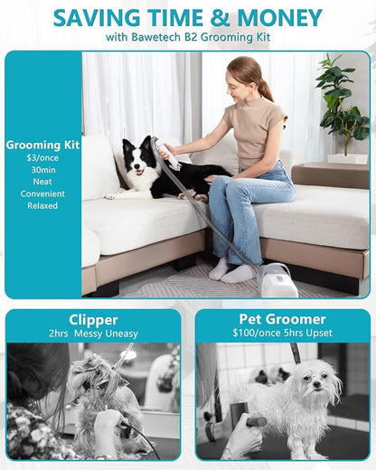 Dog Grooming Vacuum, Bawetech B2 5-in-1 Pet Grooming Kit with Dog Clipper, 11000Pa Suction | 2L Capacity | 113℉ Dryer | Low Noise Pet Hair Removal Tool Pet Supplies, 2025 Upgraded