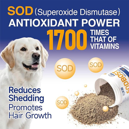 SODBOST Dog Allergy &amp; Itch Relief, Cat Skin &amp; Coat Supplement Powder -SOD Enzyme Skin Relief Formula for Allergy &amp; Itch Relief &amp; Reduces Shedding - Plant-Based, Made in USA - 60 Scoops