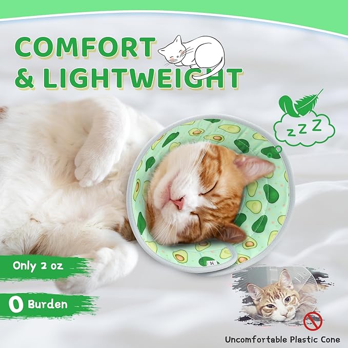 Cat Cone Collar Soft to Stop Licking, Adjustable, Foldable Lightweight Kitten Cones After Surgery Recovery for Cats &amp; Kittens, Cat Cone Alternative (Light Green, S)