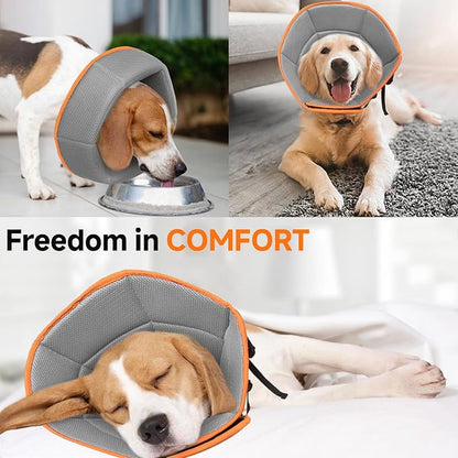 Dog Cone Collar S, Soft Cones for Large Medium Small Dogs,Adjustable Dog Cone Alternative to Stop Licking, Comfy Elizabethan Collar for After Surgery Wound Healing &amp; Hot Spots Orange