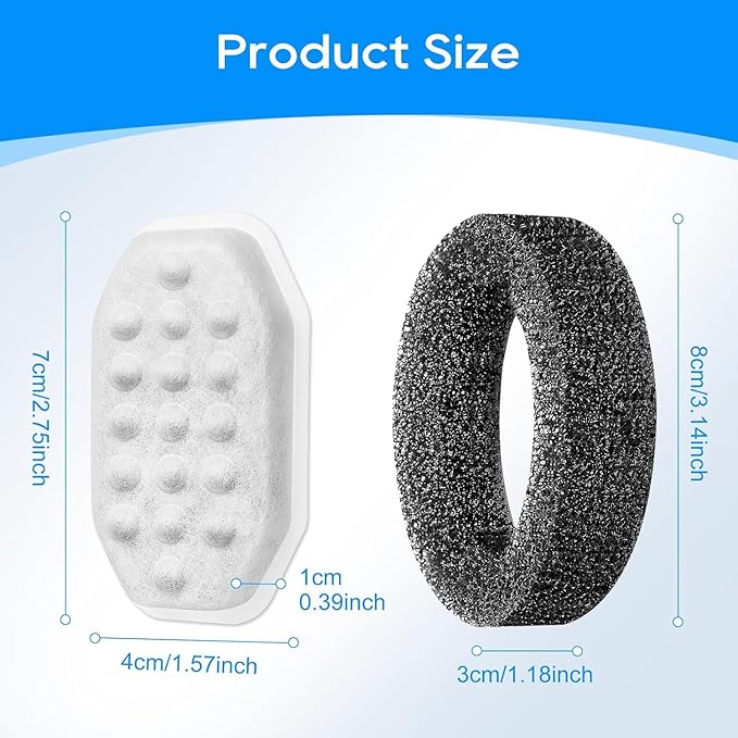 Pet Water Fountain Filters Compatible with Rellaty &amp; Fit for Neareal 108oz/3.2L Automatic Dog Water Dispenser, Cat Filters for Bowl, 8+8 Pack