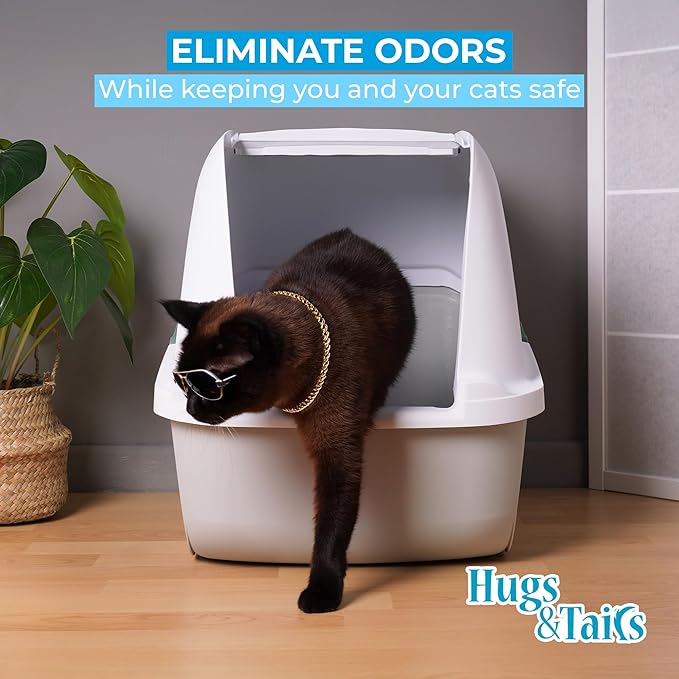 Cat Litter Deodorizer – Pet Safe Odor Eliminator &amp; Housebreaking Supplies for Cats, Kittens, &amp; Small Pets – Natural, Unscented, Non Toxic, Low Dust, 1 lb, by HugsandTails