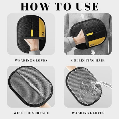 Pet Hair Removal Gloves, Pet Grooming Gloves, Electrostatic Pet Hair Remover Glove for Cats &amp; Dogs, Washable Reusable Pets Hair Remover Tool for Clothing, Furniture, Couch, Car Seat, Curtain (1)