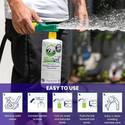 BioS+ Odor Eliminator Concentrate – Artificial Turf Cleaner for Pet Urine Outdoor &amp; Yard Deodorizer for Dog Urine and Waste – Enzyme Formula, Safe for Pets, Kids &amp; Plants – 1 Gallon