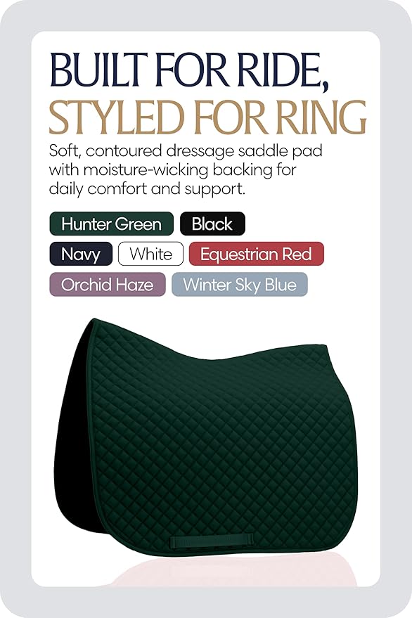 Equinavia Harstad Dressage Saddle Pad | Classic &amp; Durable | Moisture-Wicking Tricot Backing