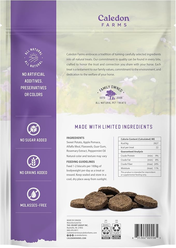 Caledon Farms Harvest Biscuits - Apple &amp; Alfalfa Recipe 32 oz, Horse Treats