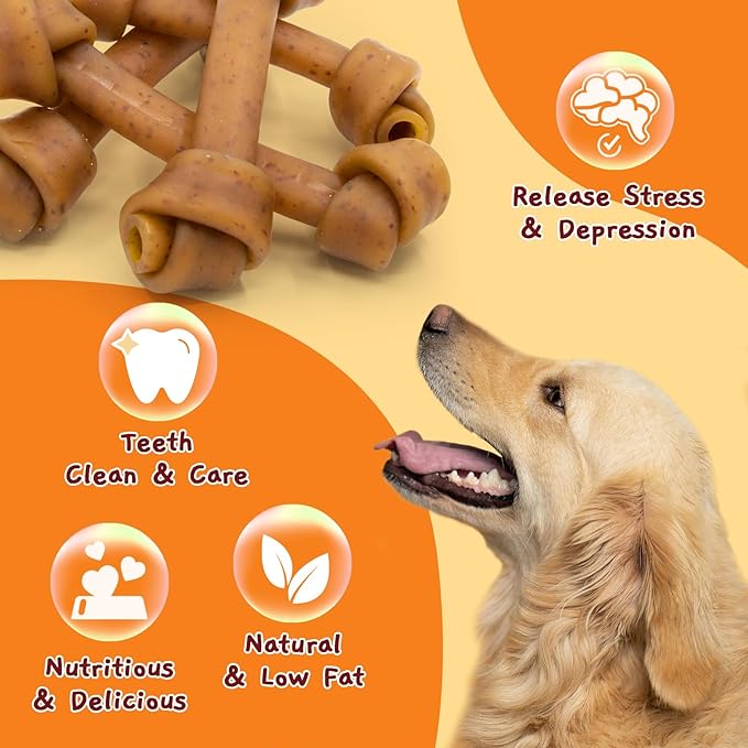 Jungle Calling Rawhide Free Dog Treats, Peanut Butter Bones, 6.5&