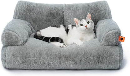 MEWOOFUN Cat Bed for Indoor Cats, Washable Dog Beds for Small Dogs &amp; Cats with Removable Cover, Fluffy Cat Couch with Non-Slip Bottom (Grey, 26.0" L X 19.0" W X 13.0" Th)