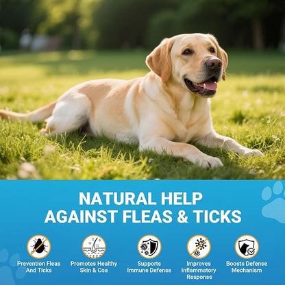 Flea and Tick Prevention for Dogs, 180 Soft Chews Natural Dog Flea and Tick Chewables Oral Flea Supplement for Dogs, Puppy Flea Support - All Breeds &amp; Ages - Chicken Flavor