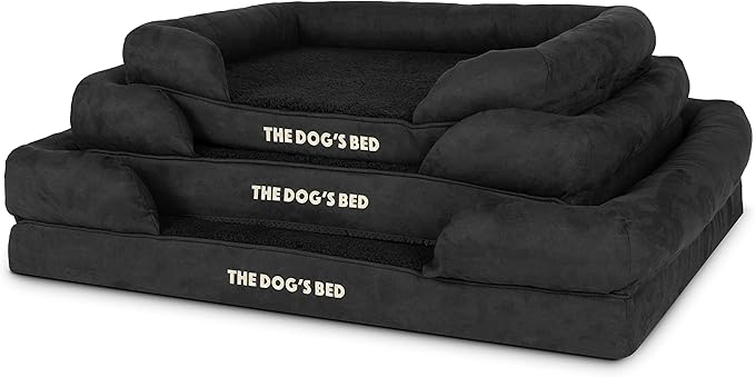 The Dog’s Bed, Medium Black Faux PL 30x23.5, Memory Foam, Pain Relief: Arthritis, Hip &amp; Elbow Dysplasia, Post Surgery, Lameness, Supportive, Calming, Washable Cover, Veterinary Approved