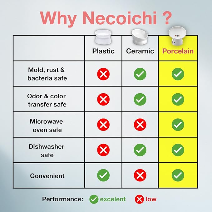 Necoichi Extra Wide Raised Cat Food Bowl, Elevated, Prevent Neck &amp; Whisker Fatigue, Dishwasher and Microwave Safe, No.1 Seller in Japan! (Fuji, Extra Wide Tilted)