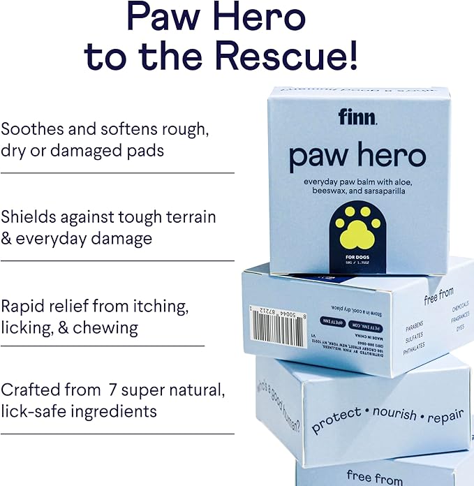 Finn Paw Hero | Natural Revitalizing Dog Paw Balm | Protect, Nourish &amp; Repair from Wear, Damage &amp; Dryness - 1.75 oz