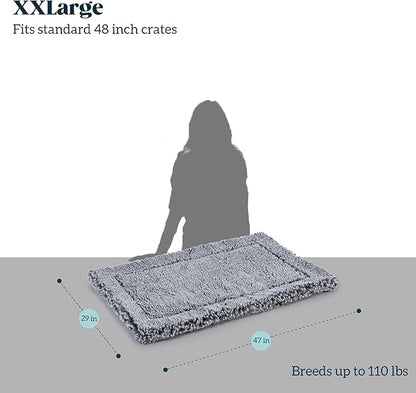 Stoutwool Indestructible Dog Bed - Fluffy Chew Proof Dog Crate Pad - Tough Kennel Pad for Aggressive Chewers - Ideal for Extra Large Breeds &amp; Fits 48-Inch Crate - 47"x29", Charcoal