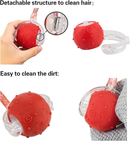Interactive Cat Toys Ball for Indoor Cats, Automatic Agile Rolling Cat Ball with Elastic Mesh Tail, Bird Chirping &amp; Motion Activated, 2 Tail Accessories, Kitten Toy for Bored (Red)