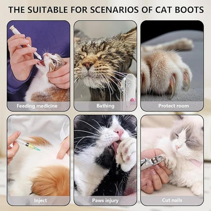 8 Pack Cat Mittens to Prevent Scratching, Adjustable Breathable Mesh Cat Booties &amp; Claw Covers - Anti Scratch Gloves for Bathing, Nail Trimming - 4 Black &amp; 4 Grey, Paw Inner Diameter up to 1.57 Inches