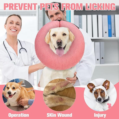 BINGPET Inflatable Dog Cone Collar Alternative After Surgery,Soft Recovery Cone for Dogs to Stop Licking,Protective Neck Donut E Collar Adjustable for Small Medium Large Dogs &amp; Cats(Pink,S)