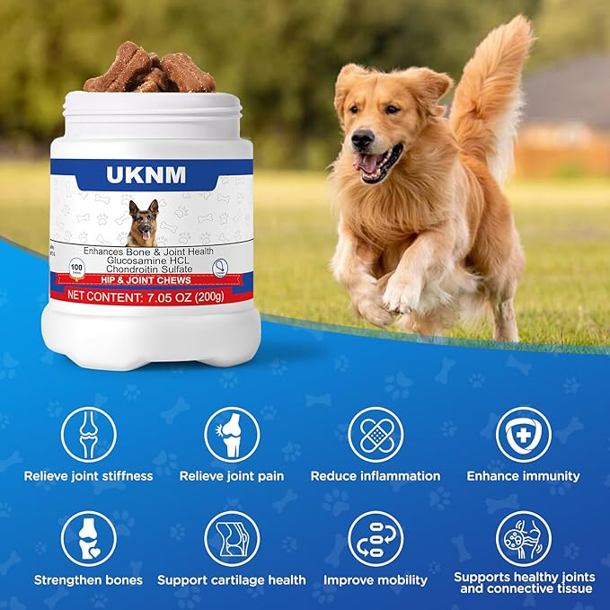 Dog Hip and Joint Supplement,100 Count,Chicken Flavor,Pain and Inflammation Relief Chews with Glucosamine, MSM, Vitamin C, Omega 3,Treats Hip Dysplasia, Arthritis,for Hip &amp; Joint Health, Pain Relief