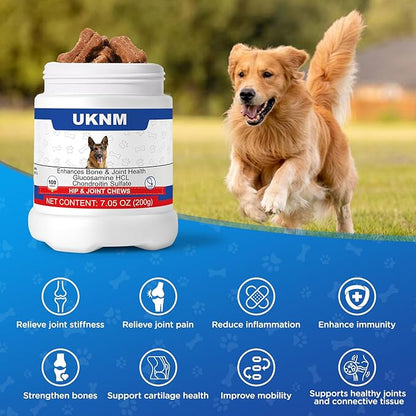 Dog Hip and Joint Supplement,100 Count,Chicken Flavor,Pain and Inflammation Relief Chews with Glucosamine, MSM, Vitamin C, Omega 3,Treats Hip Dysplasia, Arthritis,for Hip &amp; Joint Health, Pain Relief