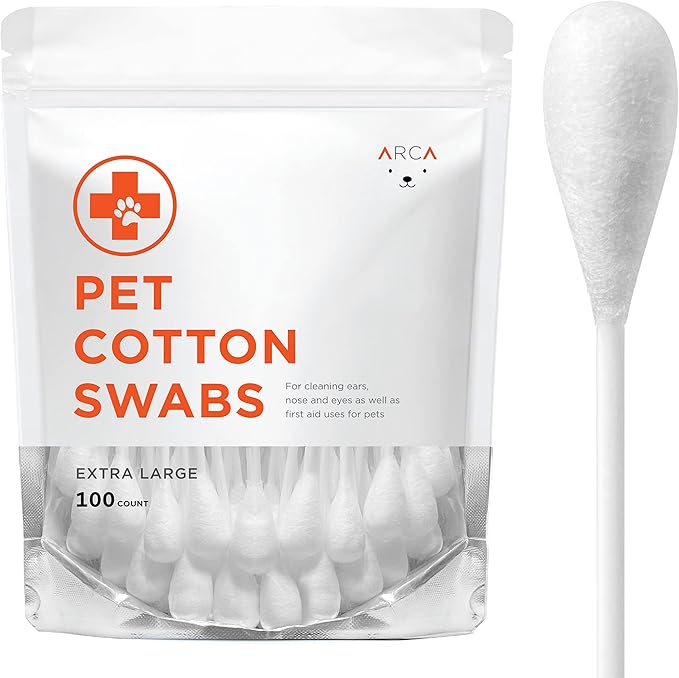Cotton Swabs for Dogs and Cats - Cat &amp; Dog Ear Cleaner Long Cotton Swab - Extra Large Cotton Head, Cat &amp; Dog Ear Cleaning Kit for Puppies, Multipurpose Pet Cotton Swabs (Extra Large 100 Buds)