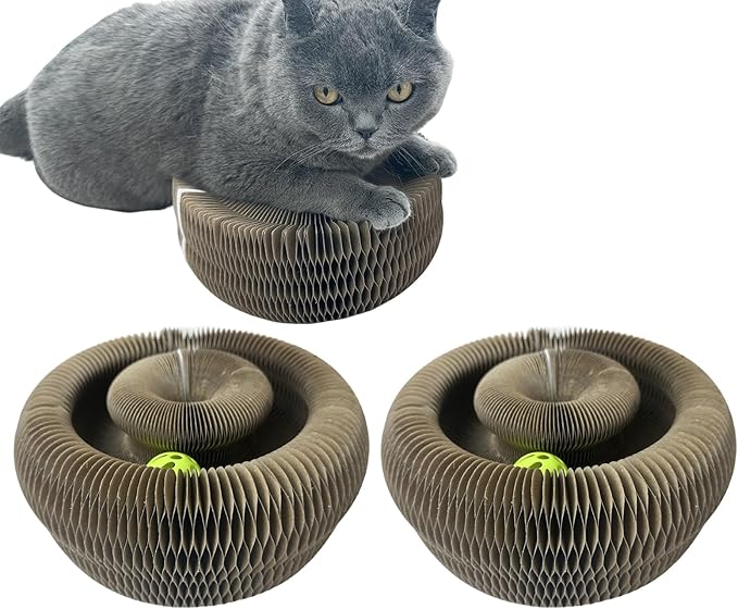 Magic Accordion Cat Scratching Board - Interactive Toy for Bored Indoor Cats, Fun &amp; Durable Cat Toys 2Pack