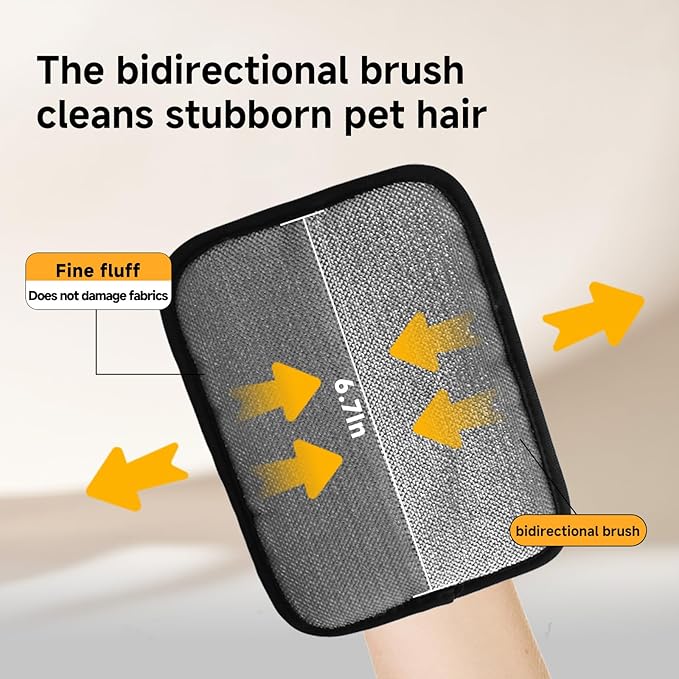 2-in-1 Pet Grooming Glove &amp; Fabric Hair Remover - Reusabie, Silicone Massage Bristles,Static Adhesion for Quiuck Shedding Control,Safe for Dogs &amp; Cats