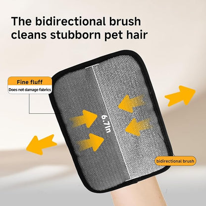 2-in-1 Pet Grooming Glove &amp; Fabric Hair Remover - Reusabie, Silicone Massage Bristles,Static Adhesion for Quiuck Shedding Control,Safe for Dogs &amp; Cats