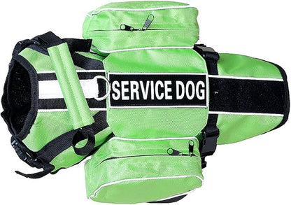 Serijoars Dog Vest Harnesses with Saddlebag Backpack for Camping &amp; Travel - Reflective Hound Hiking Backpack Saddle Bag - Lightweight Vest Harness for Medium &amp; Large Dogs (Green, M)