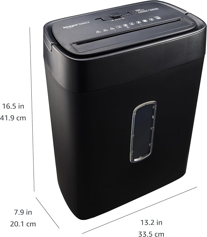 Amazon Basics Cross Cut Paper and Credit Card Shredder, 12 Sheet (New Model), Black